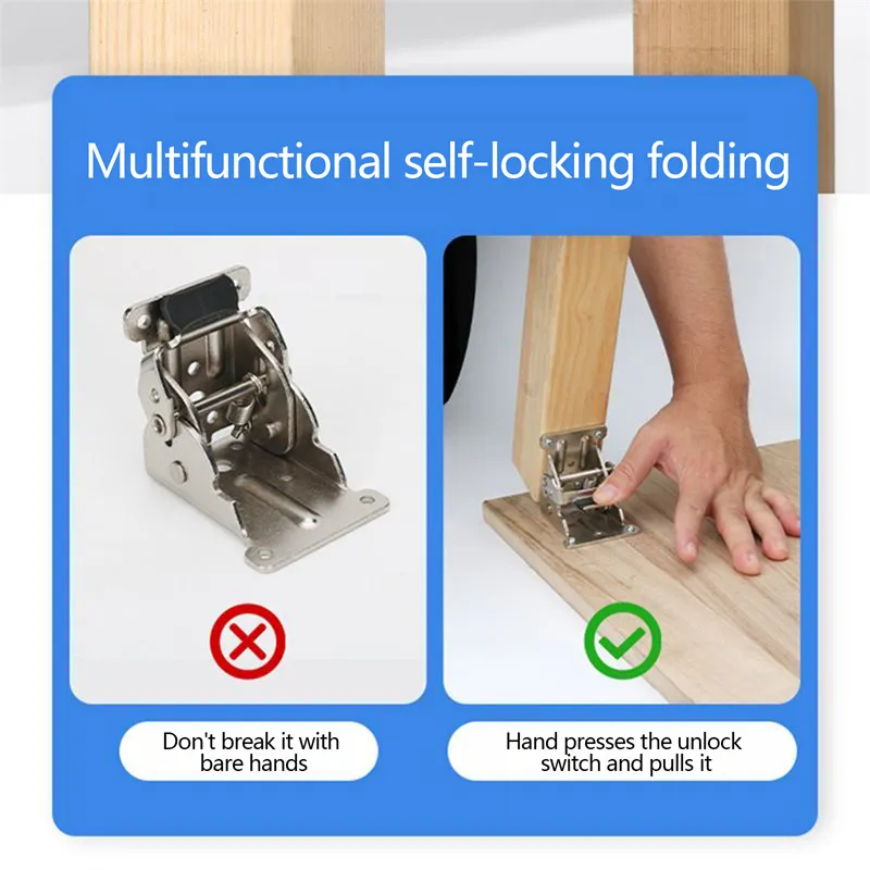90 Degree Self-locking Folding Hinge Table Legs Chair Extension Foldable Self  Locking Fold Feet Hinges Hardware