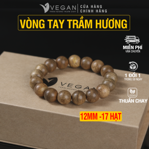 Vòng tay trầm hương thuần chay tròn đơn 12mm 17 hạt
