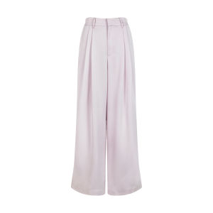 High-end and beautiful solid color satin slimming strapless top + elegant trousers set