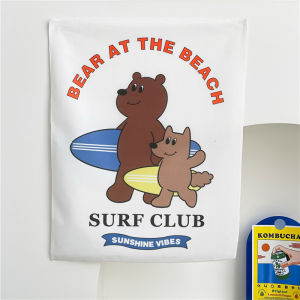 Ready stock sa local warehouseSouth Korea ins Cute cartoon floral bear hanging cloth for student dormitory background wall decoration and photo props