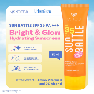 EMINA Sun Battle Bright Glow SPF 35 PA+++ - Sunscreen Serum Amino Vitamin C - UrbanGlow 