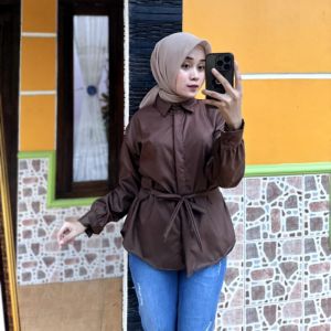 MEYLA BLOUSE KEMEJA WANITA KATUN FREE OBY BELT
