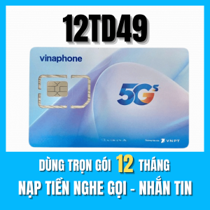 Sim 5G Vina 12TD49 Tặng 100GB/tháng Miễn Phí 360 Ngày Không Phải Nạp Tiền  Không Phát sinh chi phí  - BẢO HÀNH 1 ĐỔI 1 FREESHIP - CHƯA KÍCH HOẠT.