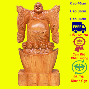 Tượng phật di lặc nghênh hỷ tài lộc cao 40cm đến 60cm chất liệu gỗ hương