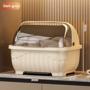 Maxcook Kitchen Dish Drainer Rack Tableware Plate Organizer Dust-proof Chopsticks Bowl Storage Moldproof Bowl Storage Box with Cover and Drainer