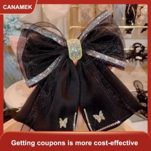 【CANAMEK】 Vải Rhinestone Pha Lê Kẹp Tóc Bướm Lưới Bow Clip Tóc Mùa Xuân Clip Cho Phụ Nữ Hàn Quốc Phong Cách Thời Trang Phụ Kiện Tóc