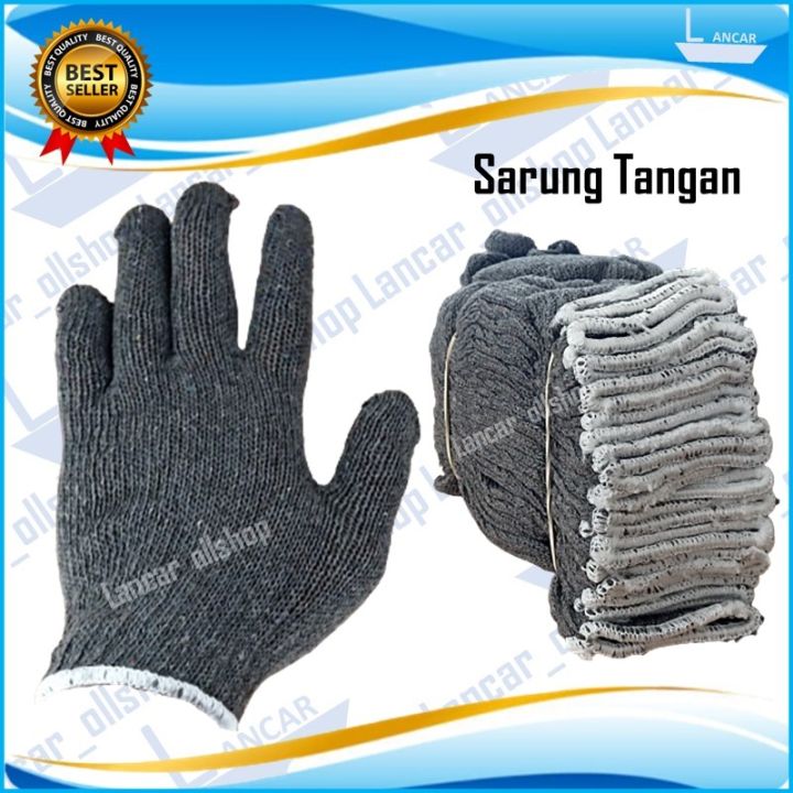 Sarung Tangan Kain Katun Abu Abu Benang Rajut Super Sarung Tangan