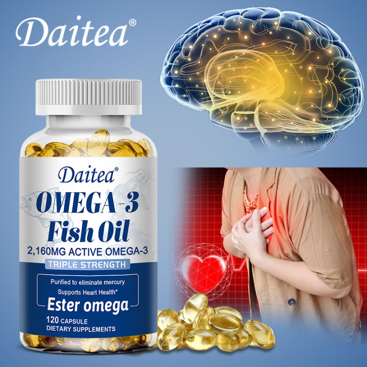 DAITEA Omega 3 Supplement | Omega 3 Fish Oil - No Fishy Odor - DHA ...