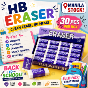 MOMO HB Eraser 30PCS Box Smooth Clean Erase Non Smudge Pambura for Students Teachers Review Center Classroom School Supplies Manila Stock Less Dust Durable Easy Erase Back to School Essentials