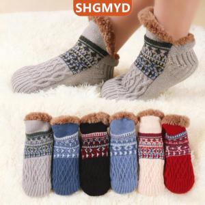 [COD] SHGMYD SPORTS ถุงเท้ากันลื่นหนาสำหรับผู้ชายผู้หญิงใส่ในบ้านให้ความอบอุ่นสำหรับใส่ในบ้านพรมกำมะหยี่รองเท้าบูทใส่นอนรองเท้าแตะ