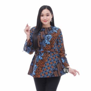 [New Promosi] Blus Batik Atasan Wanita - Baju Batik Wanita Atasan - Blus Batik Murah tey-17 Batik wanita ASJ SA HRB026 Kenongo Kemeja Tosca Pendek - baju batik wanita - atasan batik wanita modern 2021 baju atasan wanita blus kekinian - Baju Kantor - viral