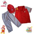 JOLLIBEE COSTUME UNIFORM TOPS+PANTS+cap. 