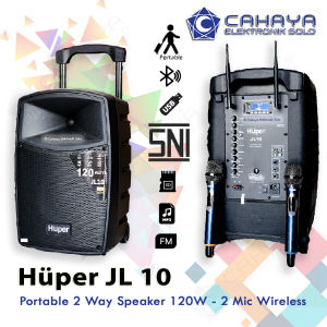 Portable Huper JL10 Speaker Wireless Bluetooth 10" Original Garansi 10 In Mic Wireless Remot