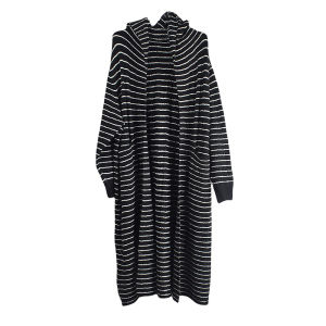 XITAO Cardigan Hooded Striped Knitting Long Sweaters Cardigan