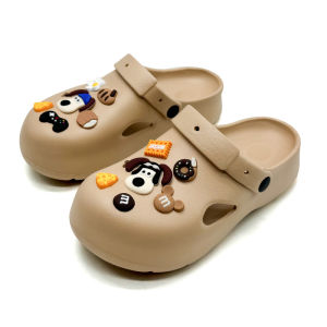 [Free Shipping] Womens thick-soled clogs with shoe flower accessories beach sandals height-increasing slippers driving shoes DIY garden shoes outdoor wear