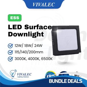 [SIRIM] Surface LED Downlight Ceiling Light 12W 20W 24W Square Black 4 6 8 Lampu Siling Panel Light