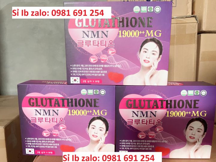 Vin ung Glutathione NMN 19000+++mg - Gip trng da, mn da, da cng bng, gim nm tn nhang ( hp 2 l 60 vin ) | Lazada.vn Vin ung Glutathione NMN 19000+++mg - Gip trng da, mn da, da cng bng, gim nm tn nhang ( hp 2 l 60 vin ) | Lazada.vn