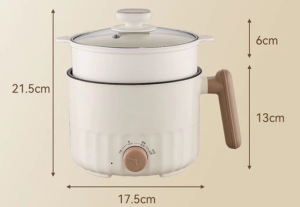 1.8L Mini Hotpot with Steamer Non-Stick Pot SG Plug Waterproof for Rice Noodle HotpotMulti-function Cookers电煮锅带蒸笼