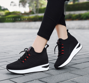 พร้อมส่ง รองเท้าผ้าใบ ผ้าใบ รองเท้าสวม รองเท้าผูกเชือก รองเท้าเสริมส้น เสริมส้น รองเท้าสีดำ รองเท้าดำ