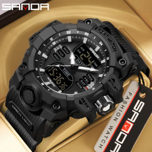 SANDA 6126 Dual Display Men Watches Waterproof Sports Watch Military Man Alarm Stopwatch Quartz Wristwatch Male Digital Clock