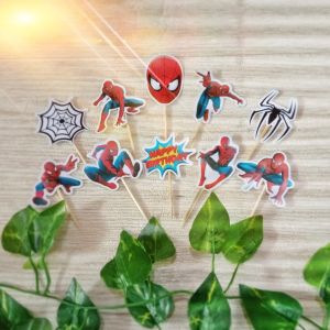 Topper Cake 3D Spiderman bisa Custom Nama untuk Hiasan / Dekorasi Kue Ulang Tahun Karakter Anak