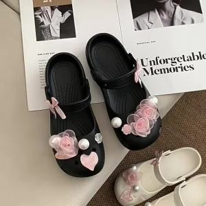 [Free Shipping] Ballet-Style Platform Clogs For Women Summer EVA Outdoor Slippers Nurse-Style Beach Sandals Non-Slip Closed-Toe Slippers For Women