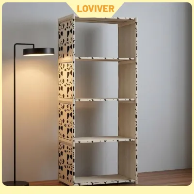 LOVIVER Freestanding Iron Bookshelf Simple Design Storage Rack Floor Standing Bookcase Multi-Purpose for Home Organizing