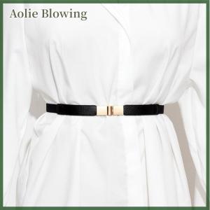 Aolie Leather Waistband for Women Dress Shirt Girdle Decoration Accessories Waist Seal Elastic Buckle Fashion All-match Thin Belt