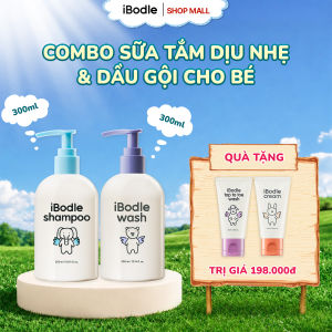 Combo Sữa Tắm & Dầu Gội Làm Sạch Dịu Nhẹ Cho Bé Không Kích Ứng iBodle Wash 300ml & Shampoo 300ml