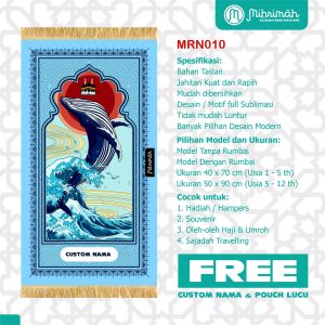 FREE CUSTOM NAMA - Sejadah Anak Perempuan anti Slip - Design Trendi By Mihrimah - Marine Series