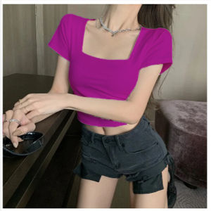 (COD) Georgia Square Neck Short Sleeve Crop Top - #H78