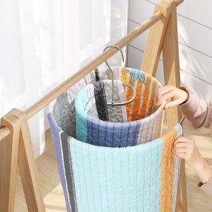 Topshome ราวตากผ้าแสตนเลส ตากผ้านวม น้ำปรับผ้า ที่ตากผ้าห่ม สีสมอง ประหยัดพื้นที่ ER-S005