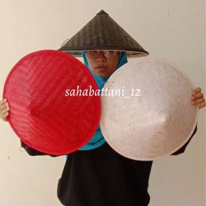 Caping petani dewasa warna glossy premium - capil anyaman bambu ospek mpls mos