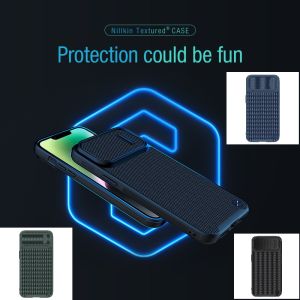 iPhone 14 / 13 / Pro / Max - Nilkin Textured S Case Automatic Spring Catch Full Coverage Casing Shock Resistant Anti Slip Scratch Matte Camera Protection Impact Protective Button Drop Armour Slim Non