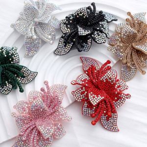 CANICECA Exquisite Rhinestone Fabric Patch Multi-Color Sparkling Floral Appliqué Shoe Flowers Double Layer Rhinestone Shoe Flowers DIY Handmade Accessories