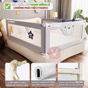 (Mẫu Mới) Thanh Chắn Giường V-BABY Chốt Bấm Và Mẫu Cao Cấp Tiện Lợi V-BABY - 1 Thanh Chắn 1 Mặt