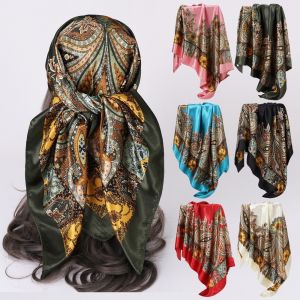 WININ Bohemian Printed Womens Scarf Floral 90x90cm Paisley Bandana Fashion Luxury Neckerchief Hijab Hair Wrap