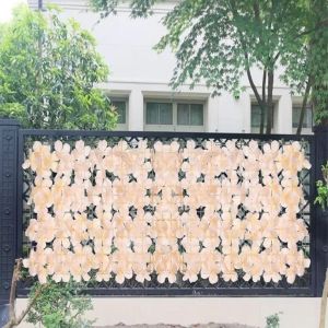 REGISTR Plastic Artificial Flower Fence Screen Waterproof Removable Hydrangea Artificial Flower Wall Backdrop Mat Realism Faux Privacy Screen Outdoor Garden