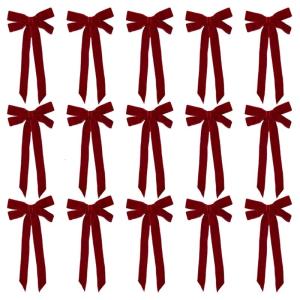 15Pcs Plush Velvety Ribbon Bowknots Pre Tied Decorative Accent For Festival Home Seasonal Styling