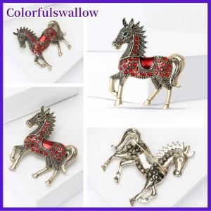 Colorfulswallow Cổ điển Rhinestone ngựa trâm cài cho phụ nữ linh hoạt động vật ve áo pins quần áo Corsage trang sức phụ kiện quà tặng năm mới