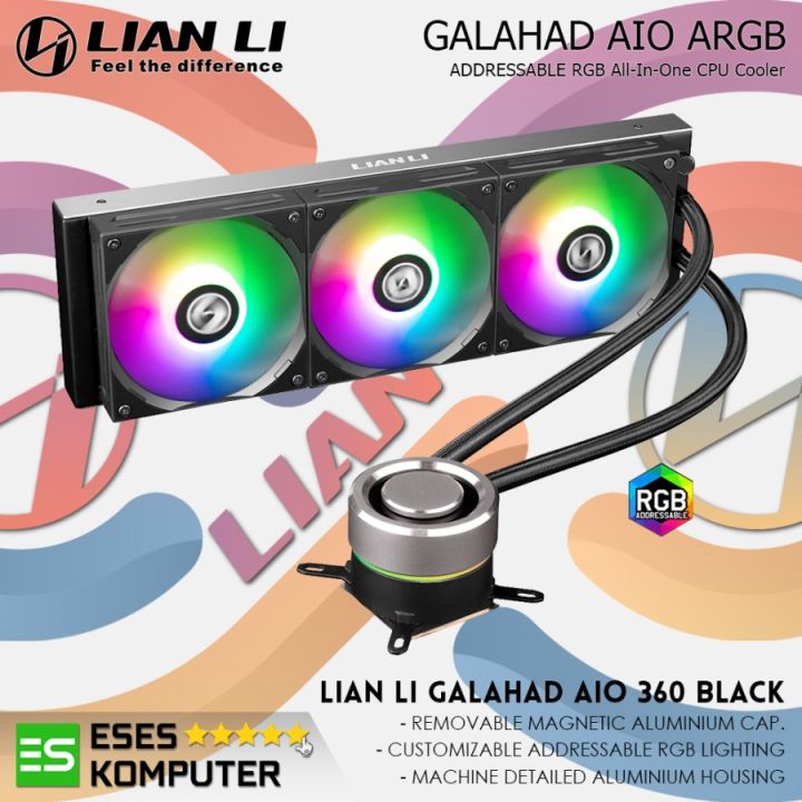 LIAN LI Galahad AIO 360 ARGB BLACK | AIO 360MM CPU Liquid Cooler