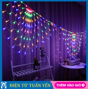 Dây đèn led rèm lưới đuôi công dây dài 3 mét gồm 420 bóng led chớp nháy nhiều màu trang trí nhà cửa trang trí dịp lễ Noel