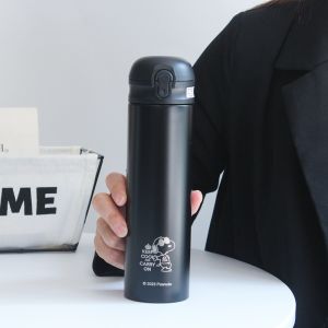 Snoopy thermos cup for girls with high appearance value 316 Stainless steel flip-top cup a large-capacity water bottle with a straw perfect for men