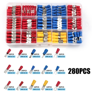 280pcs Assorted Crimp Spade Terminal Wire Flat Female and Male Insulated Electrical Wire Cable Connector Kit Set Cable