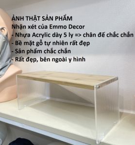 Kệ trong suốt đa năng Acrylic dày kết hợp với gỗ decor góc học tập làm việc | Kệ để bàn nhỏ xinh