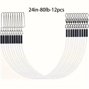 TEWUB 12pcs Ball Bearing Swivel Fishing Leader Line With Swivels Fluorocarbon Fluorocarbon Leader Line Fishing Supplies Connect Tackle Fluorocarbon Fishing Leader Saltwater Fishing