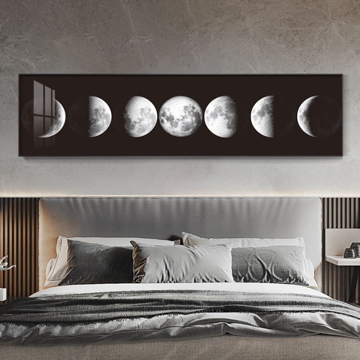 Moon Phase Canvas Painting Minimalist Black and White Luna Wall Art