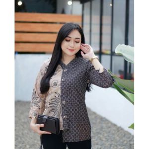 Couple Blus Kemeja Panjang Kombinasi Truntum