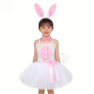 11.11 Baby Girls Easter Bunny Tutu Dress for Kids Easter Holiday Clothes with Ears Tail Children Little White Rabbit Halloween Costume h2610