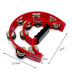 Tambourine Half Moon 20 Jingles Double Row Half Moon Black/Red